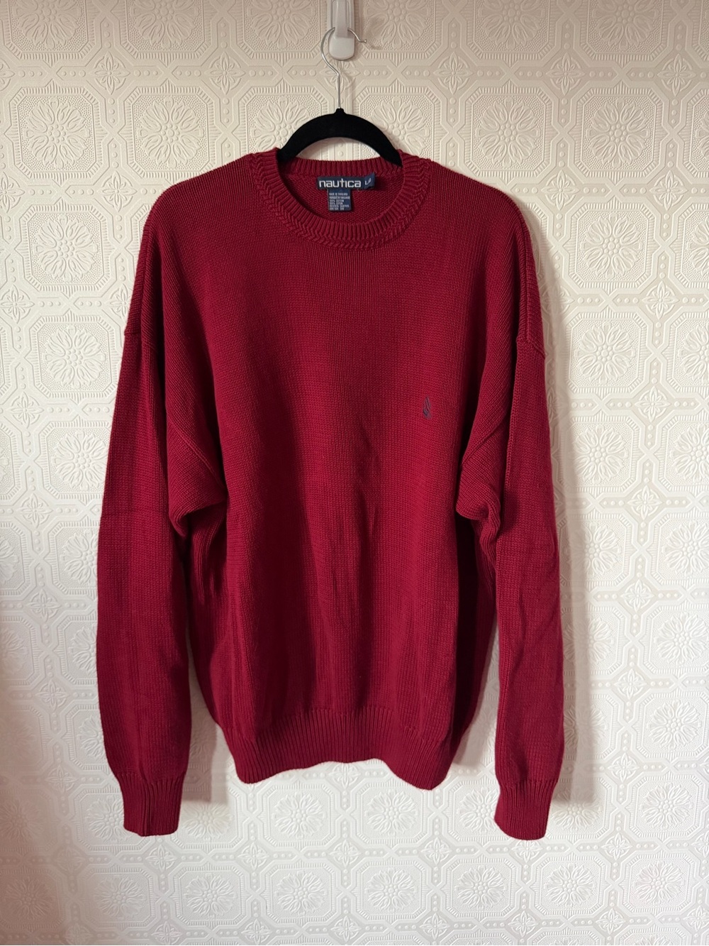 Vintage Nautica Men's Red Crewneck Sweater Size L
